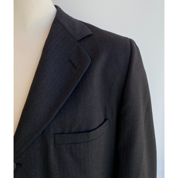 Vtg Gianni Versace Blazer Mens Gray Herringbone Notch Lapel Jacket 52 US 44/46R - Picture 2 of 9